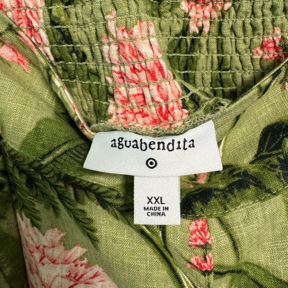 Agua Bendita × Target Large Peony Print Pants | Size XXL | Green/Pink - Picture 6 of 6